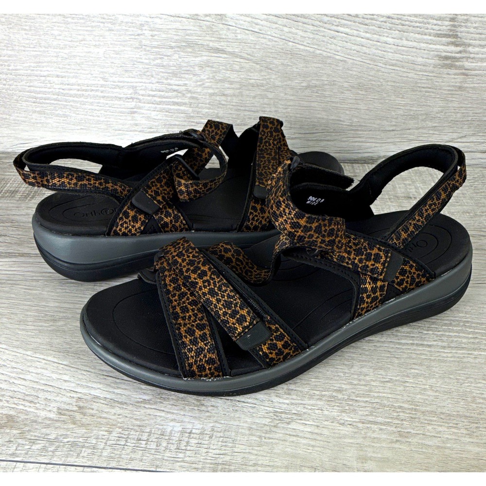 Orthofeet Lake Women's 9 Wide D Leopard Water Friendly Comfort Sandals Gorpcore